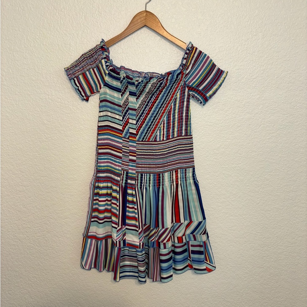 Colorful Striped Off-Shoulder Dress